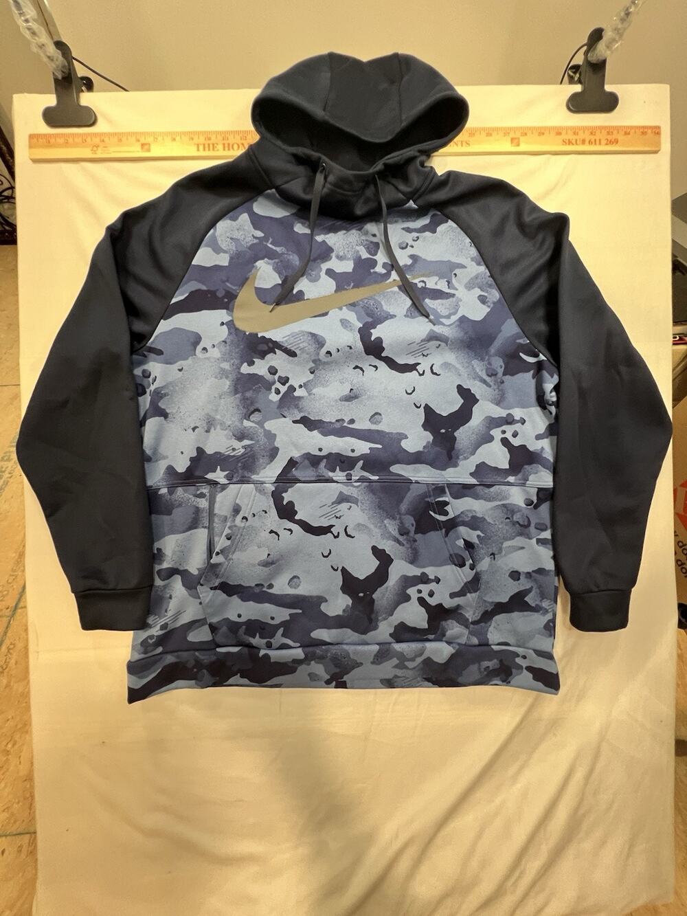 Nike Hoodie Mens XL Navy Camo Dri-FIT Pullover Athletic Sweatshirt